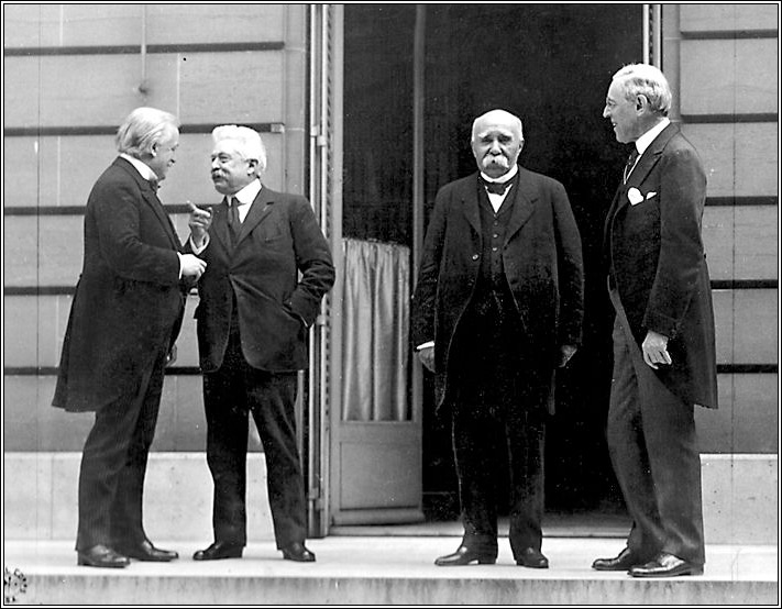 The Big Four at Versailles: David Lloyd George, Vittorio Orlando, Georges Clemenceau and Woodrow Wilson